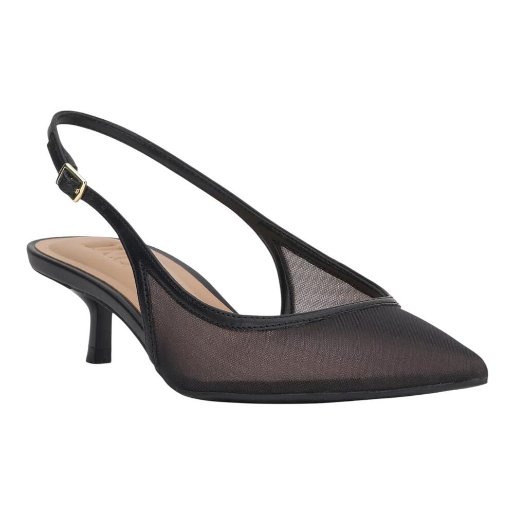 INC Women's Daianna Slingback Mesh Kitten Heel Pumps Black Size 9